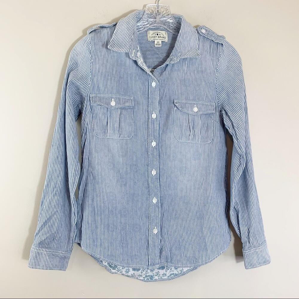 Lucky Brand Blue/White Striped Button Down Shirt